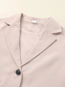 Girls Flap Detail Button Front Blazer - Apricot - View 3