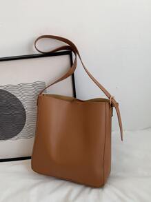 Minimalist Bucket Bag - Brown - View 2