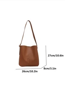 Minimalist Bucket Bag - Brown - View 3