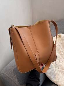 Minimalist Bucket Bag - Brown - View 4