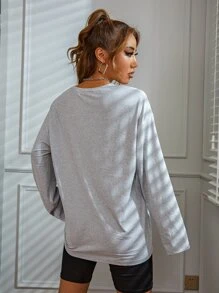 SHEIN Unity Women's Michigan Western Graphic Long Sleeve T-Shirt - Light Grey - View 3