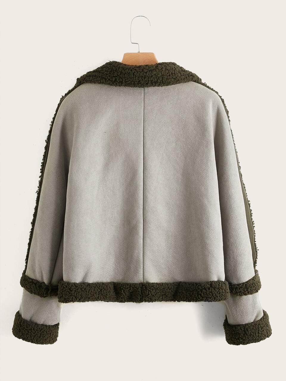 Teddy Lined Double Breasted Suedette Jacket