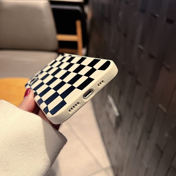 

Checkered Phone Case, Black and white