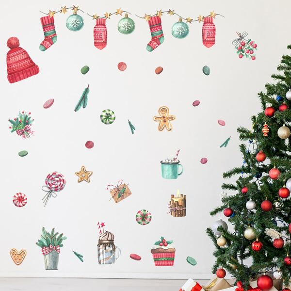 

Christmas Pattern Wall Sticker, Multicolor