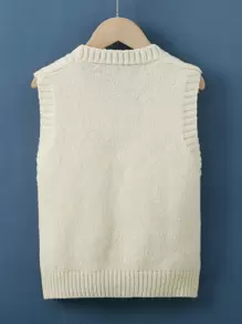 Toddler Boys Cable Knit Sweater Vest - Beige - View 2