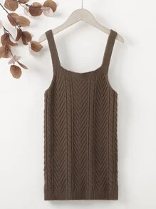 Toddler Girls Cable Knit Jumper Dress - Coffee Brown - View 1