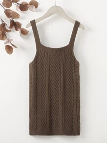 Toddler Girls Cable Knit Jumper Dress - Coffee Brown - View 2