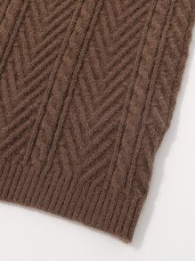 Toddler Girls Cable Knit Jumper Dress - Coffee Brown - View 3