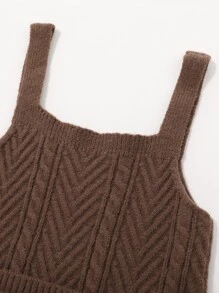 Toddler Girls Cable Knit Jumper Dress - Coffee Brown - View 4