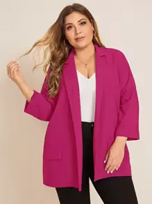 SHEIN LUNE 大碼落肩捲邊袖西裝外套 - 玫紅色 - 查看 1
