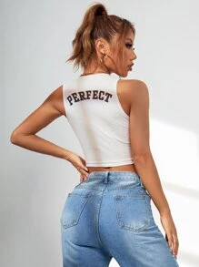 Muchica Top tank con estampado de figura y letra - Albaricoque - Ver 2