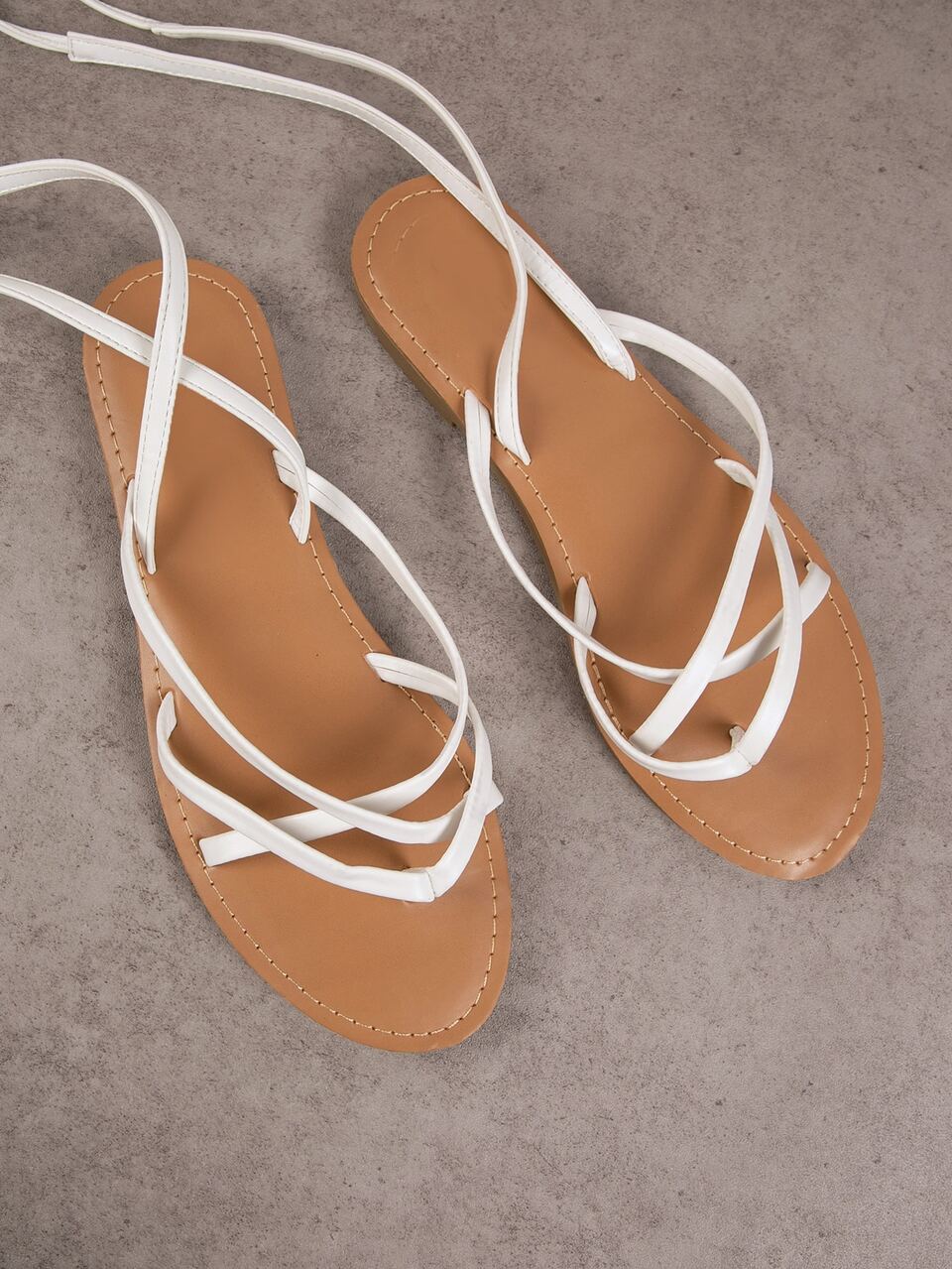 Fashionable Outdoor Lace Up Flat Sandals For Women, Criss Cross Plain Artificial Leather Toe Post Strappy Sandals Summer Shoes Spring Shoes Spring Break Easter Mother's Day Present Valentine's Day