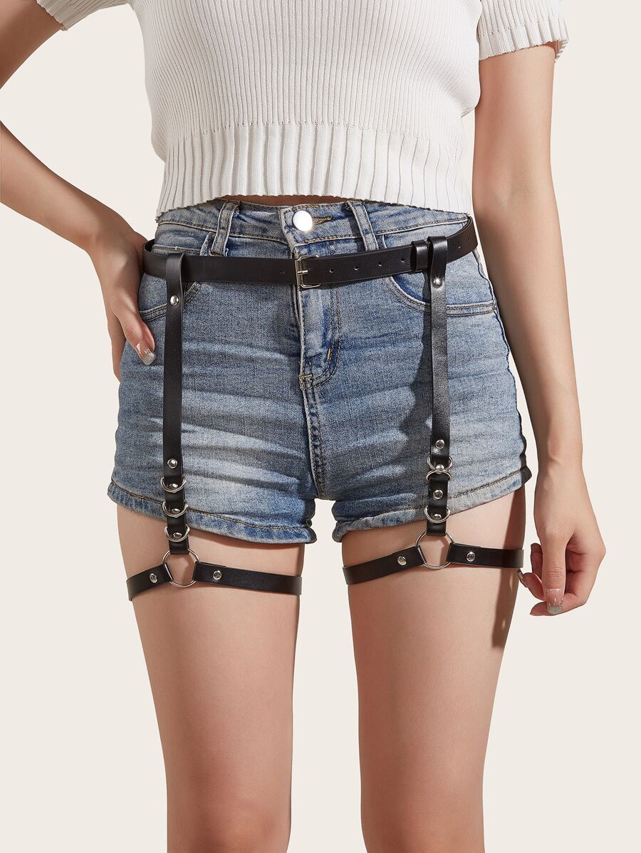 Cinturón con diseño de aro arnés - Negro - Ver 1