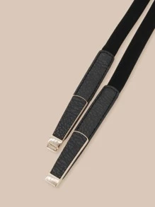 Phụ nữ khóa đối xứng thắt lưng đàn hồi thời trang để trang trí trang phục - màu đen - Xem 2