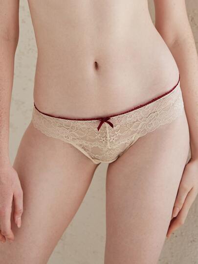 Light Support Breathable Bow Front Lace Panty