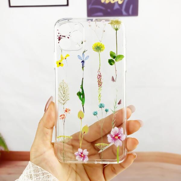 

Прозрачный чехол для телефона с цветочным рисунком