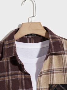 GENTILAND Áo sơ mi Nam Túi Nút phía trước Sọc ca rô Sẵn sàng - Nhiều màu - Xem 4