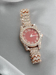 Đồng hồ thạch anh - Hoa hồng vàng - Xem 3