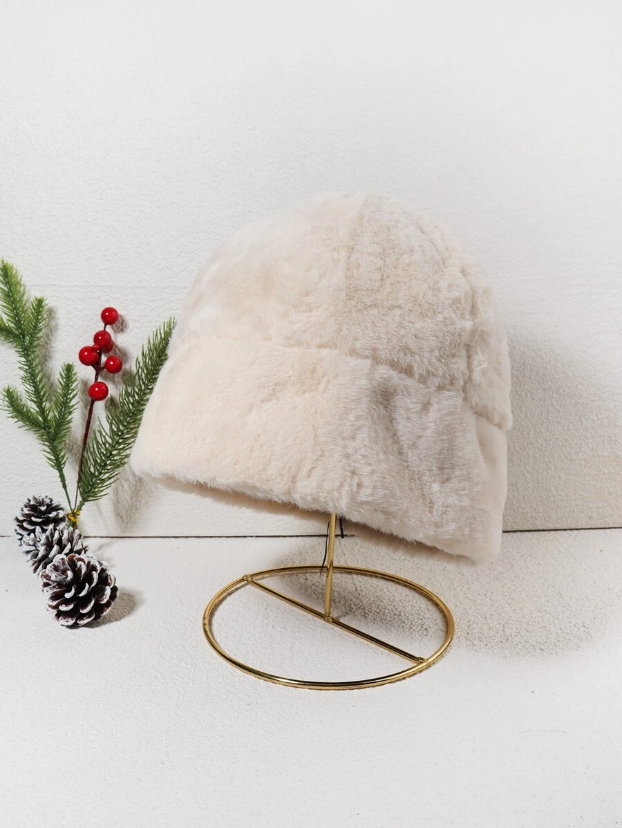 Solid Plush Beanie - Apricot - View 1