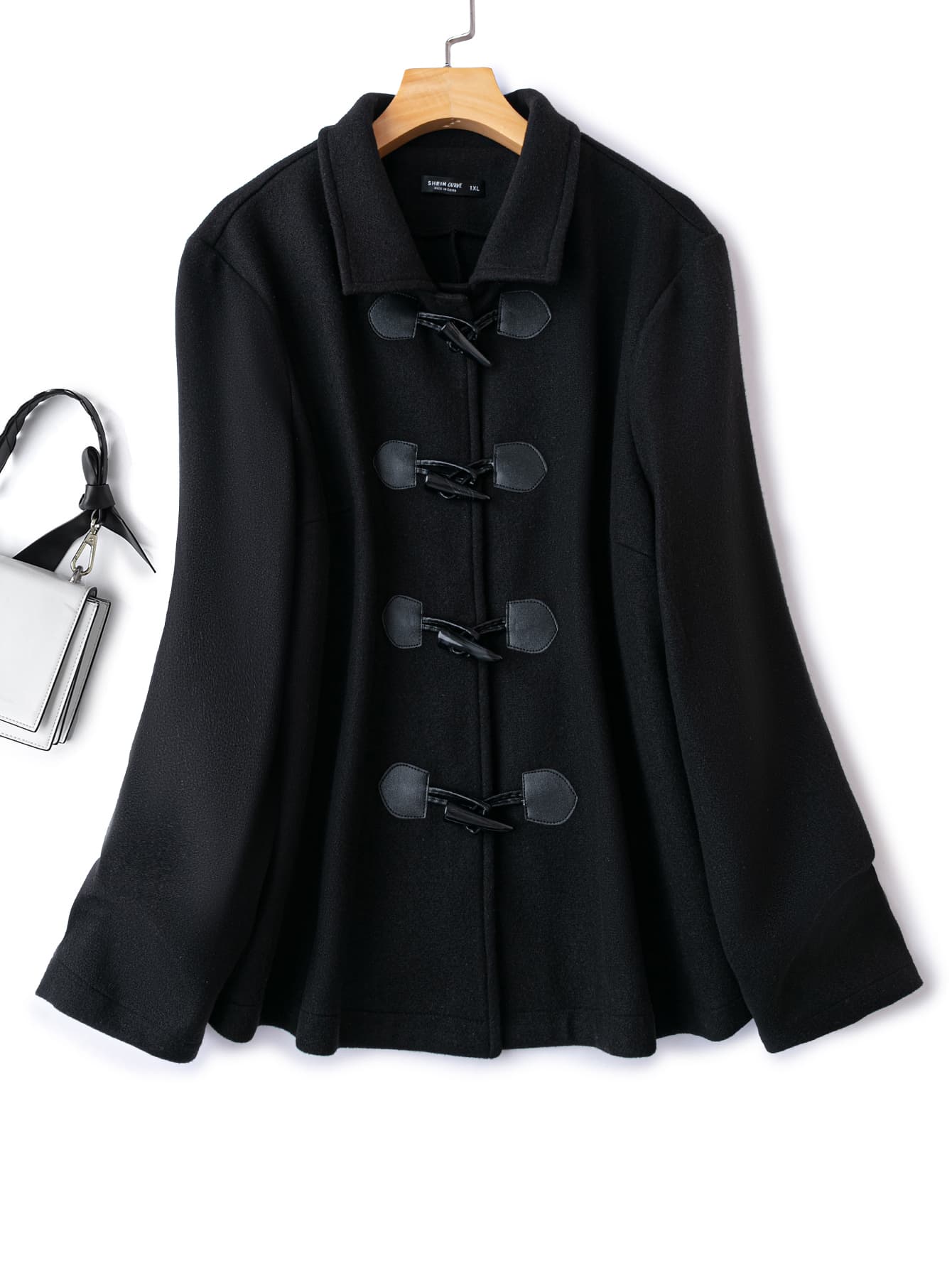 SHEIN Unity Abrigo unicolor - Negro - Ver 1