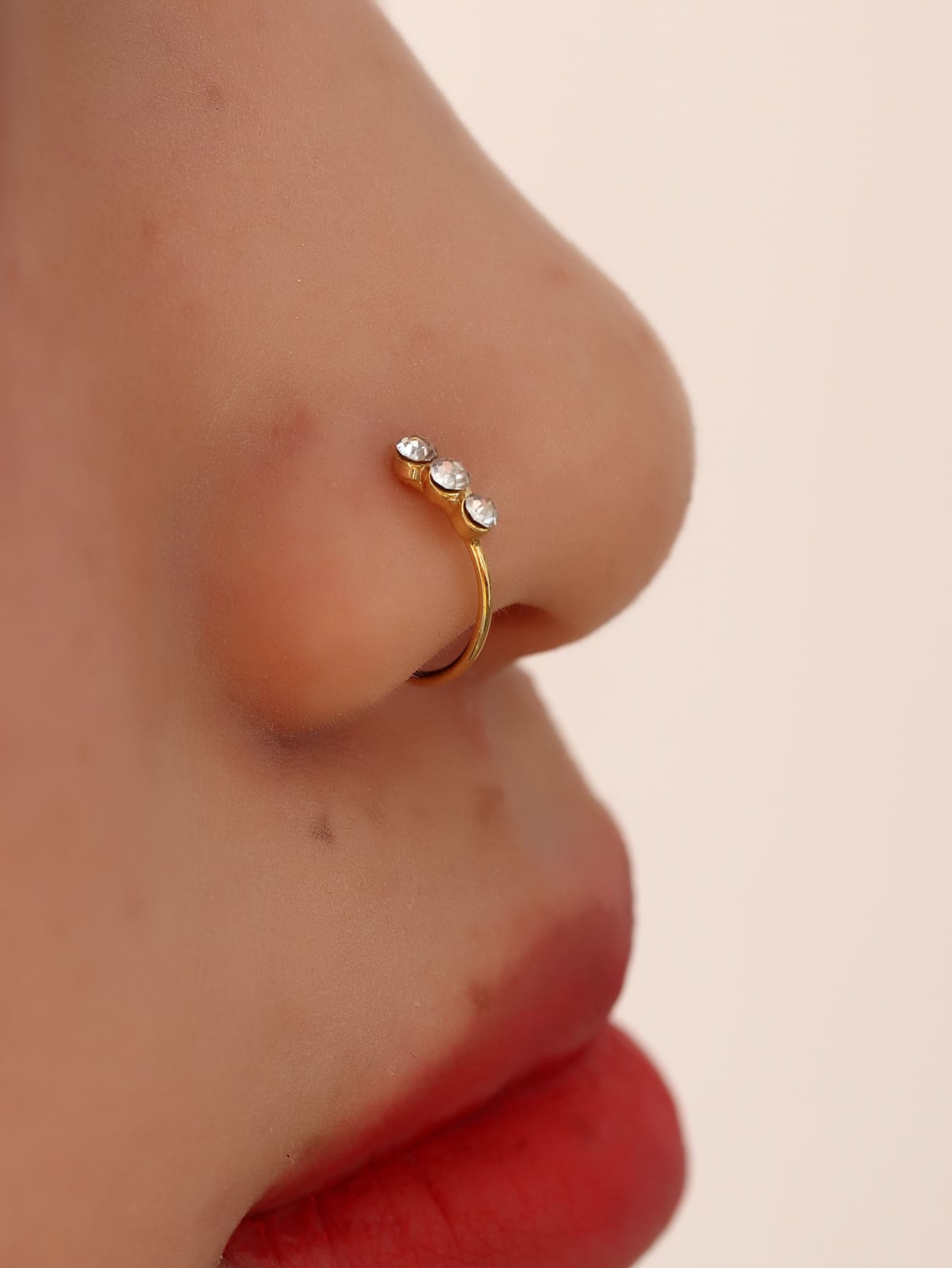 Vòng bít mũi trang trí bằng đá pha lê đồng Punk không xỏ lỗ cho nam và nữ - Tạo một tuyên bố táo bạo với món quà trang sức cơ thể sắc sảo này - Vàng - Xem 1