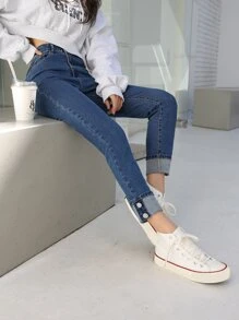 DAZY High Waist Solid Skinny Jeans