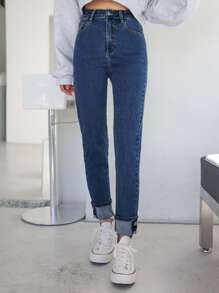 DAZY High Waist Solid Skinny Jeans