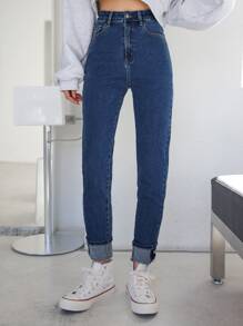 DAZY High Waist Solid Skinny Jeans