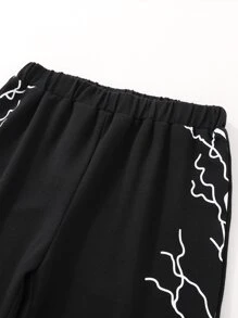 Girls Lightning Print Trousers - Black - View 3