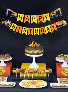 1件套工程車設計生日拉旗 - 彩色 - 查看 2