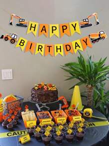 1件套工程車設計生日拉旗 - 彩色 - 查看 4