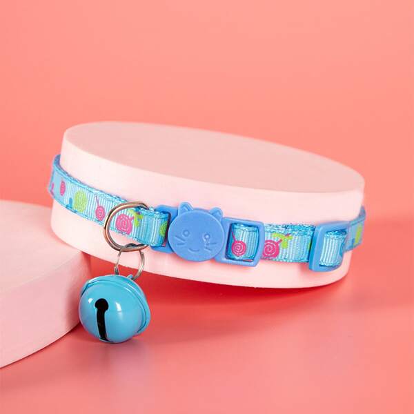 

1pc Bell Pendant Pet Collar, Blue