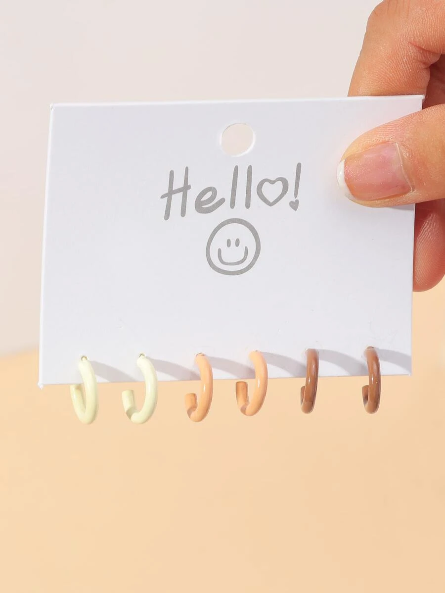 3雙開口耳環 - 彩色 - 查看 1