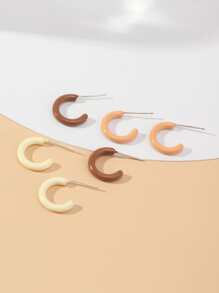 3雙開口耳環 - 彩色 - 查看 2