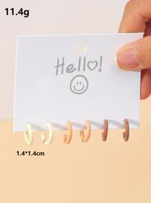 3雙開口耳環 - 彩色 - 查看 5