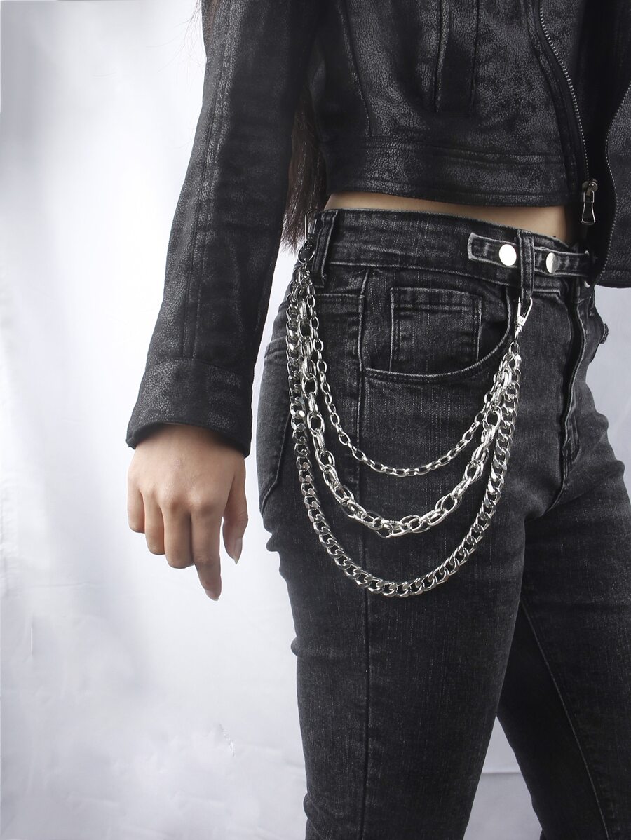 Layered Belt Chain - Silver - View 1