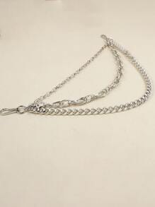 Layered Belt Chain - Silver - View 3