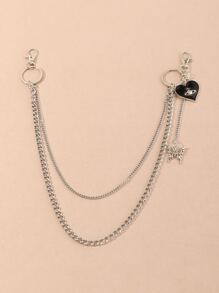 1件时尚黑色爱心朋克哥特风拉链挂饰，适合日常、派对和聚会装扮 - 銀色 - 查看 2