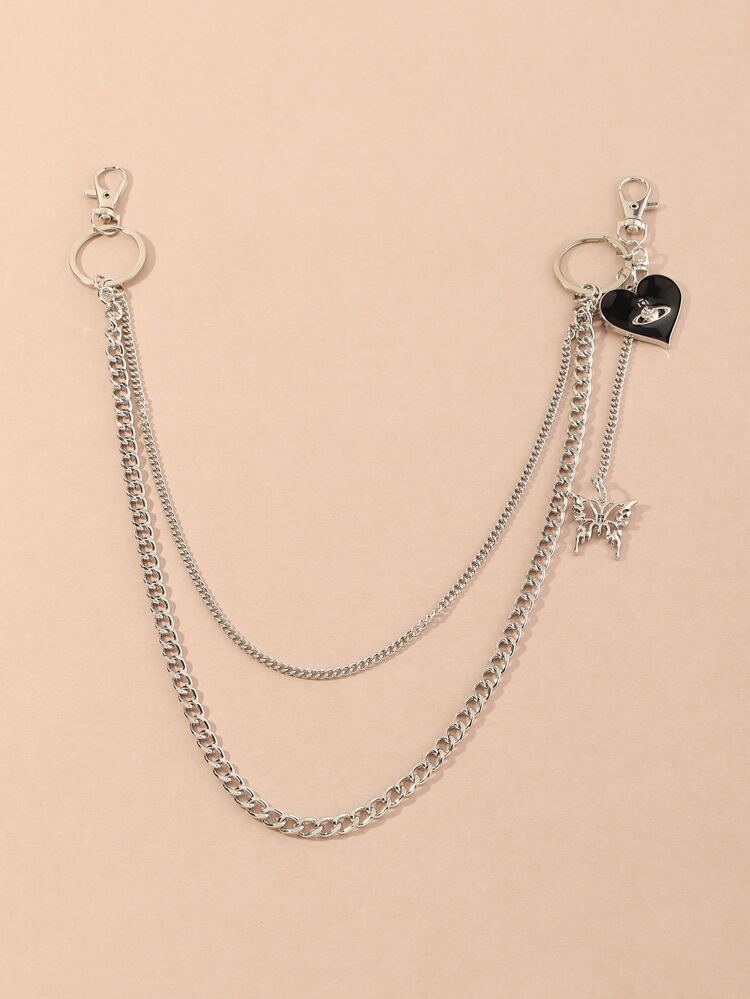 1pc Fashionable Black Heart Punk Goth Style Zipper Charm, Suitable For Daily, Party And Gathering Outfits