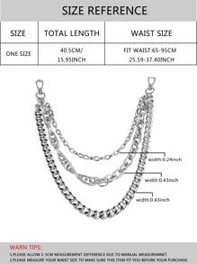 Layered Belt Chain - Silver - View 4