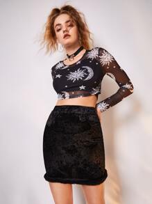 Váy nữ Dây kéo màu trơn Buổi tiệc - màu đen - Xem 3