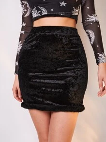 Váy nữ Dây kéo màu trơn Buổi tiệc - màu đen - Xem 4