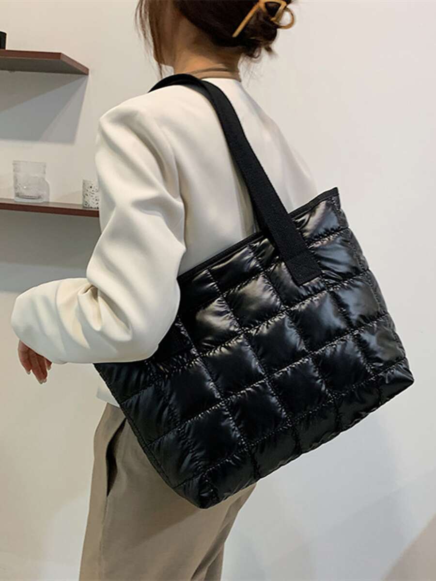 Túi tote kẻ sọc tối giản, nhẹ, giản dị dành cho doanh nhân dành cho nữ tuổi teen Sinh viên đại học, tân binh và nhân viên văn phòng Hoàn hảo cho văn phòng, trường đại học, công việc, kinh doanh, đi làm, ngoài trời, du lịch, đi chơi - màu đen - Xem 1