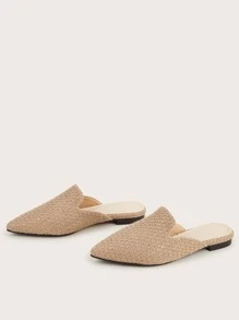 Minimalist Point Toe Flat Mules - Apricot - View 2