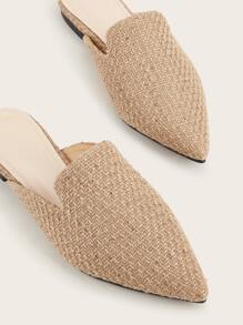 Minimalist Point Toe Flat Mules - Apricot - View 4