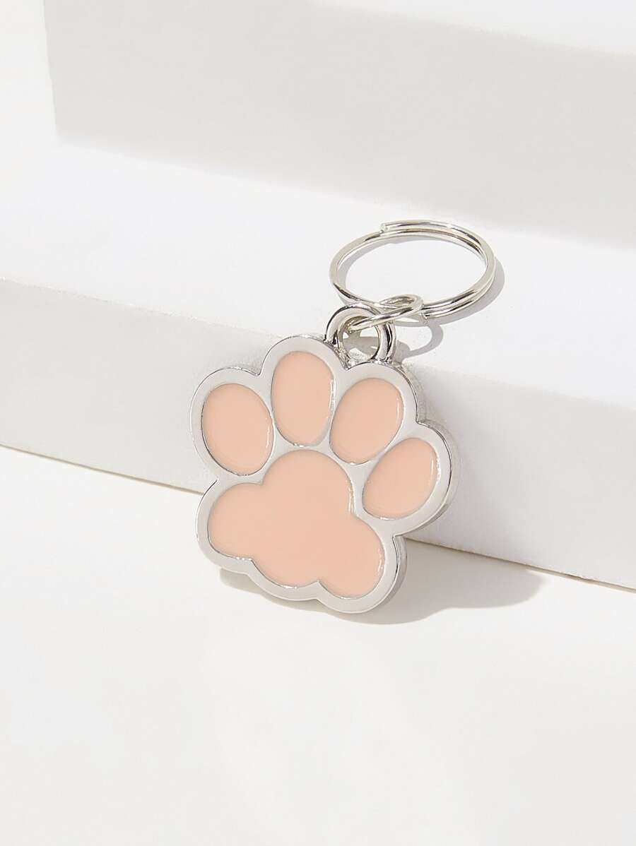 1pc Petsin Paw Shaped Pet ID Tag - Pink - View 1
