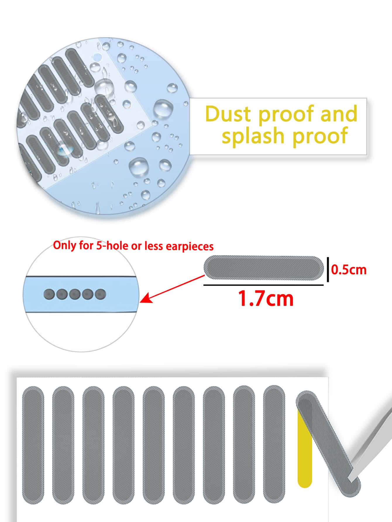 10 piezas Pegatinas antipolvo para enchufes de teléfono móvil - Gris Claro - Añade 3