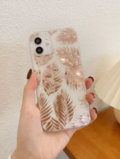Leaf Pattern Clear Phone Case