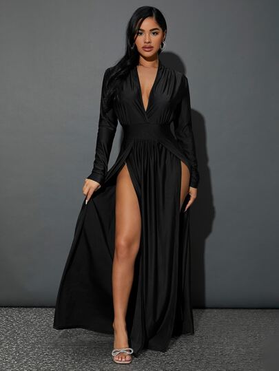 SHEIN SXY Low Cut Slit Dress