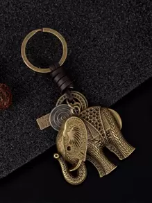 Street Elephant Charm Keychain School - Bronze - View 1
